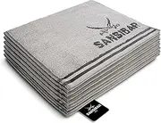 Sansibar Doubleface Guest Towel Set of 6 30 x 50 cm Hand Towel Flannel Two-Tone 100% Cotton Striped Border Silver/Anthracite