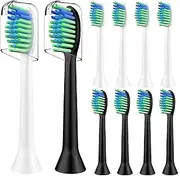 Toothbrush Heads Replacment Compatible with 7am2m AM102/AM105 Sonic Electric Toothbrush - Soft Brush Heads Refills Compatible with 7am 2m, Black and White, 10 Count