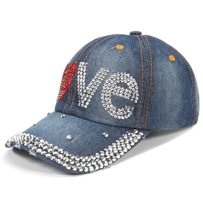 American Flag Hats Love Breast Cancer Adjustable Rhinestone Baseball Cap C-1