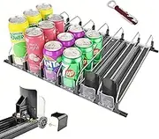 KITment Can Dispenser for Fridge, Fridge Organiser, Self-Pushing Refrigerator Drink Dispenser, Beverage Storage, Width Ajustable Beverage Pusher Glide, 12, 16, 20oz, Holds up to 30 Cans (38cm, 6 Rows)