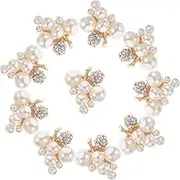 PACKOVE 10pcs Faux Pearl Rhinestone Flower Embellishments for DIY Crafts Bridal Headpiece Charms Flatback Decorative Supplies Lightweight and Versatile Accessories for Weddings