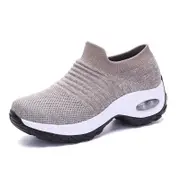 Nevenka Womens Walking Shoes Arch Support Comfort Mesh Non Slip Sneakers-Khaki