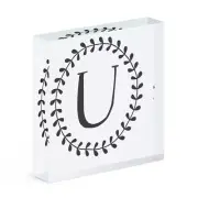 Letter U Floral Wreath Alphabet Acrylic Photo Block Frame Flowers