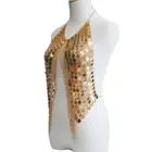 Ladies Glitter Sequin Body Chain Metallic Shiny Backless Halter Fringe Sexy Club
