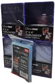 (100) Ultra Pro Purple Border Topload Card Holder Toploader ACEO + Free Sleeves