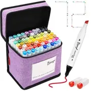 72 Primary Colors Alcohol Markers Set Double Tipped Bullet & Chisel Art Marke...