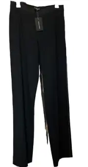 NEW WITH $1000 TAGS NARCISO RODRIGUEZ Black Pants Side Stitching Womens Size 40