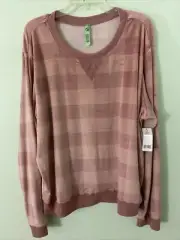 Honey Dew Velour Jogger Top Checked Tea Rose