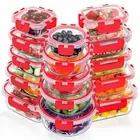30 Pieces Glass Meal Prep Containers Set, Stackable Glass Food Storage Contai...