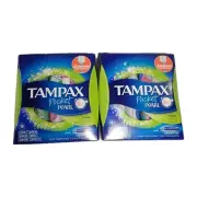 2 Boxes Tampax Pocket Pearl Tampons Super Absorbency Unscented 18 Count Each