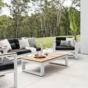 Balmoral 2+1+1 Seater Outdoor Aluminium and Teak Lounge Setting - Outdoor Aluminium Lounges