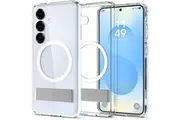 SPIGEN Galaxy S25 Case, 2025 Genuine Ultra Hybrid S MagSafe Compatible Magnet Kickstand Cover for Samsung - Clear Case / White Ring