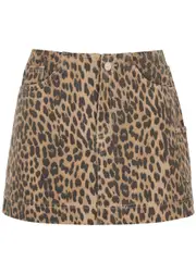 Damson Madder Lily Leopard-print Denim Mini Skirt - 6 (UK6 / XS) 6 (UK6 / XS)