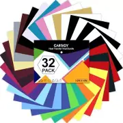 CAREGY HTV Heat Transfer Vinyl Bundle: 32 Pack Assorted Colors 12"x10"...