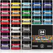Pigment Powder for Epoxy Resin, 24 Colors, Mica Powder for Candle Dye, Bath Bomb Coloring, Soap Making, Resin Pigment, Metallic Pearl Soap Dye for Candle Making
