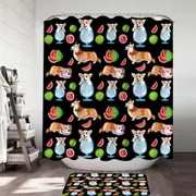 Funny and Cute Corgi Dog Scenes Shower Curtain