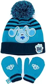 [Blue’s Clues & You!] Blue’s Clues and You Hat and Mittens Set Kids | Children Toddlers Boys Girls Blue Puppy Winter Beanie Gloves | One Size Winter Hat, Blue, One size