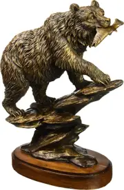 Stealstreet Unison Gift Bronzed Finish Bear Statue, 13.25'' Height