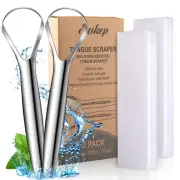 Tongue Scraper (2 Pack), Wide-Head Tongue Cleaner with Nice Carrying Box, 100%