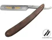 Hans Kniebes Solingen Straight Razor 5/8” Walnut Handle In A Leather Pouch Hans