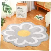 Aesthetic Cute Flower Round Area Rug Non Slip Circle Soft Fluffy Flower Rug