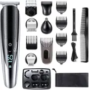 Hattteker Mens Hair Clipper Beard Trimmer Grooming kit Hair trimmer Mustache trimmer Body groomer Trimmer for Nose Ear Facial Hair Cordless Waterproof 5 In 1
