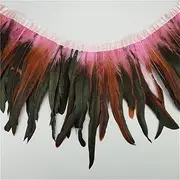 1Meter/Lot Rooster Tail Feather Fringe Trims 10-12Inch Natural Plume Ribbon for Needlework and Handicrafts Accessories pnnrk