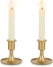 2 Pack Gold Metal Candlestick Holders, Candlestick Candle Holders, Vintage Modern Decorative Centerpiece Fits 2.2 cm Thick Candle for Dinner Room Table Centerpiece Wedding Party Decorations