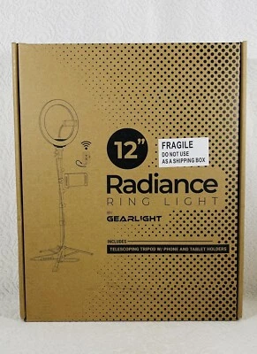 NEW In Box GearLight 12" LED Radiance Ring Light Stand Phone Holder Selfie Adjus