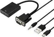 zdyCGTime VGA to HDMI Converter Adapter, Output 1080P VGA Male to HDMI Female Audio Video Cable Converter Adapter, for Computer, Laptop, , Projector, HDTV with Audio Cable and USB Cable (Black)