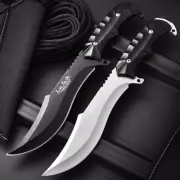 Fixed Blade Large Hunting Knife With Leather Sheath Outdoor Camping Survival