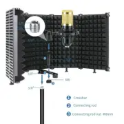 Studio Microphone Shield Plate Foldable Isolation Shield Pop Filter Wind Screen