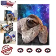Durable Microfiber 60"x80" Blanket - Light Blue Nebula Sloth Design