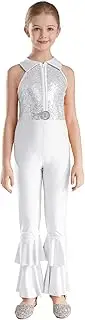 [TiaoBug] Girls Shiny Sequins Full Body Tank Unitard Catsuit Bodysuit One Piece Ballet Dance Gymnastics Leotard Jumpsuit Costume