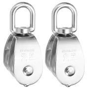 M25 Double Pulley Block, 2pcs 304 Stainless Steel Lifting Crane Pulley, Silver