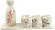 Cabilock 1 Set of Style Sake Set Sake Cup Sake Bottle Cup Ceramic Sake Warm Pot Red