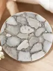 24" White Agate Round Kitchen Table Modern Farmhouse Furniture Hallway & Bar Dec