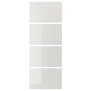 HOKKSUND 4 panels for sliding door frame, high-gloss light grey, 75x201 cm