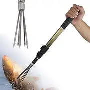 Wamlet Telescopic Rod 5-Prong Harpoon, Replaceable Harpoon, Hunting Fish Gig Gaff Fork Hook with 8mm Screw for Catching Fish Frog Mole