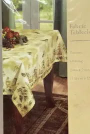 Home Trends Tuscany Tablecloth Oblong 52”x70” Grapes Oil Cruet Cotton NIP