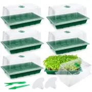 6 Packs Seed Starter Tray Kits with Humidity Dome, Plastic Germination Growin...