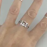 Sterling Silver Celtic Claddagh Ring, Irish Crown Ring, Silver Rings, Heart Ring