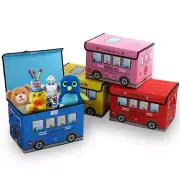 4pack Bus Storage Box for Kids,Foldable Toy Boxes Books,Toy bin with lid,toodler