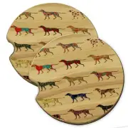 English Pointer Dog Wood Car Coaster Gift Set fit Car & Truck Cup Holder