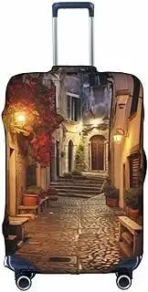 [Pvinnk] Italian Old Street Print Protective Luggage Cover Elastic Washable Suitcase Protector Travel Gear Protector, White, Small