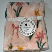 Flowers Bumble Bee Adirondack Berkshire girl baby security blanket peachy pink