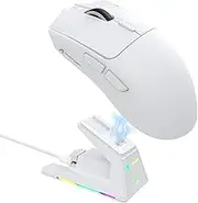 ATTACK SHARK X1 Ultralight Wireless Gaming Mouse with Magnetic RGB Charging Dock,Anti Slip Grip Tape,PixArt PAW3395 Pro Sensor,40000DPI,BT/2.4Ghz/Wired,Optical Micro Switch for PC Mac Gamer(White)