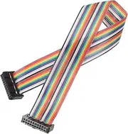 uxcell IDC Rainbow Wire Flat Ribbon Cable 2.54mm Pitch 20 Pin Connection Line FC Dual Female Black Connector for DIY Experiment 1 Ft Length 1 Pcs
