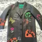 Designer Brand 50% Wool Blended Double Faced Coats Colors Graffiti Printed Coat