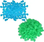 Kisangel Luminous Pebbles Set 200pcs Artificial Rocks Aquarius Stones Nighttime Fish Tank Decor Resin Stones Pond Glow Decor